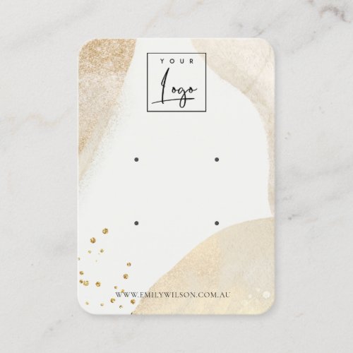Elegant Pale Gold Abstract Logo 2 Earring Display Business Card