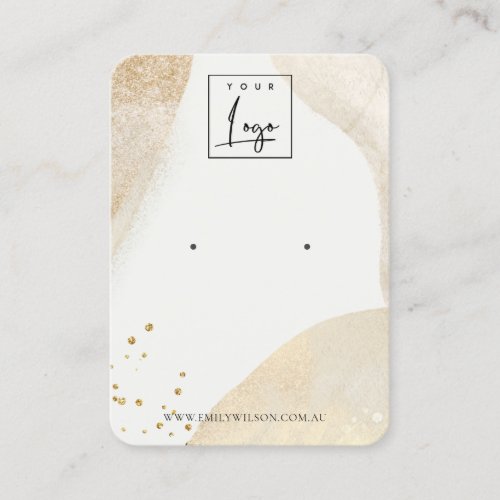 Elegant Pale Gold Abstract Shape Earring Display Business Card