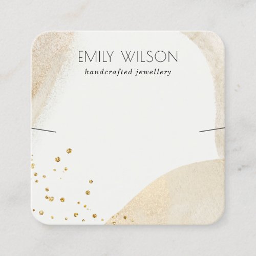 Elegant Pale Gold Abstract Shape Earring Display Square Business Card