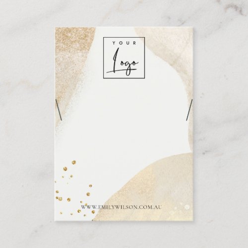 Elegant Pale Gold Abstract Shape Necklace Display Business Card