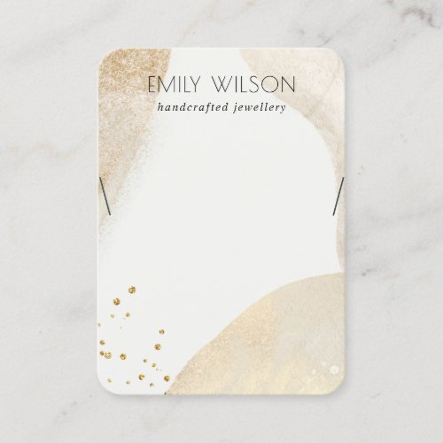 Elegant Pale Gold Abstract Shape Necklace Display Business Card