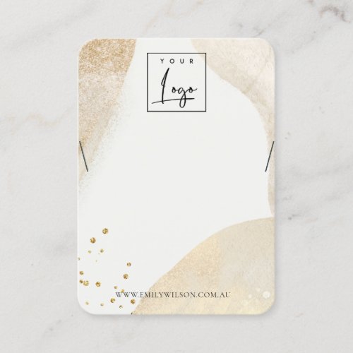 Elegant Pale Gold Abstract Shape Necklace Display Business Card