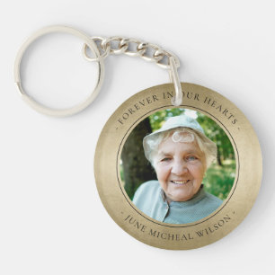 Elegant Pale Gold Foil Sympathy Memorial Photo Keychain