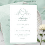 Elegant Pale Green Folded Wedding Ceremony Program<br><div class="desc">Welcome your guest with this exquisite pale green watercolor wedding ceremony program, featuring delicate hand drawn botanical monogram with couples names and beautiful top and bottom pale green watercolor stripes on the front and in the inside. Back with gorgeous watercolor wash in a beautiful blend of pale green, sage and...</div>
