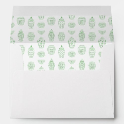 Elegant Pale Green White Seersucker Return Address Envelope