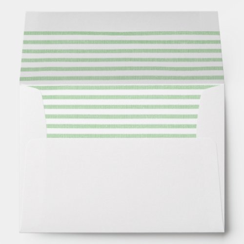 Elegant Pale Green White Seersucker Return Address Envelope