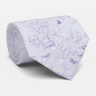 Elegant Pale Lavender Floral and Butterflies Neck Tie