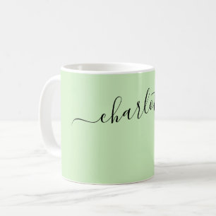 Elegant Pale Mint Color Modern Name Personalized Coffee Mug