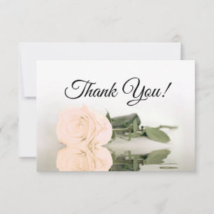 Elegant Pale Peach Mirrored Rose Simple Wedding Thank You Card