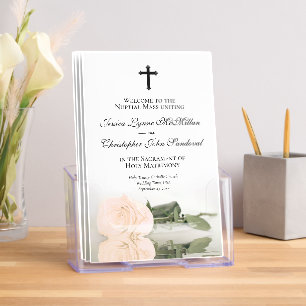 Elegant Pale Peach Rose Catholic Wedding Program Brochure