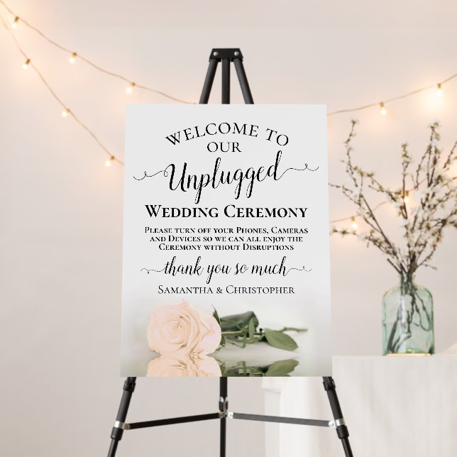 Elegant Pale Peach Rose Unplugged Wedding Ceremony Foam Board (In Situ (Stand))