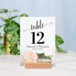 Elegant Pale Peach Rose Wedding Table Number with Holder