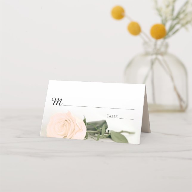 Elegant Pale Peach Rose Wedding Write-In Place Card (Front)