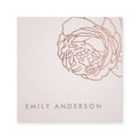 ELEGANT PALE PEARL BLUSH PINK ROSE GOLD FLORAL SQUARE BUSINESS CARD