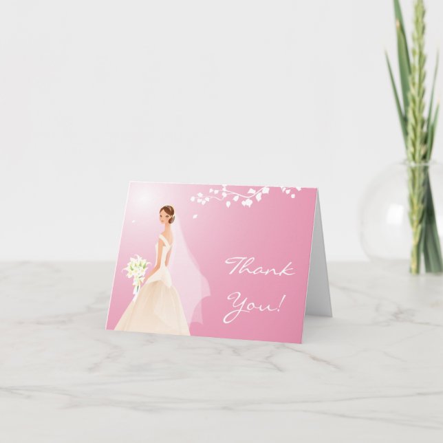 Elegant Pale Pink Bride Thank You Note Card (Front)