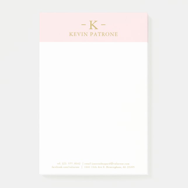 Elegant Pale Pink | Gold Minimalistic Text Post-it Notes (Front)