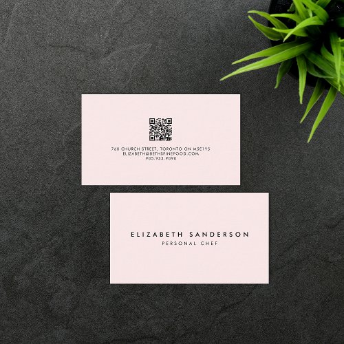 Elegant Pale Pink Luxury Minimal QR CODE Business Card