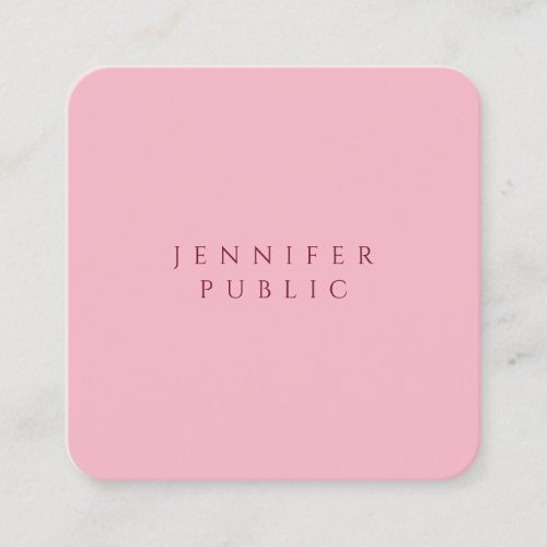 Elegant Pale Pink Modern Simple Design Template Square Business Card