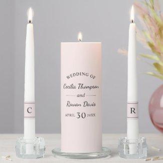 Elegant Pale Pink Personalized Wedding Monogram Unity Candle Set