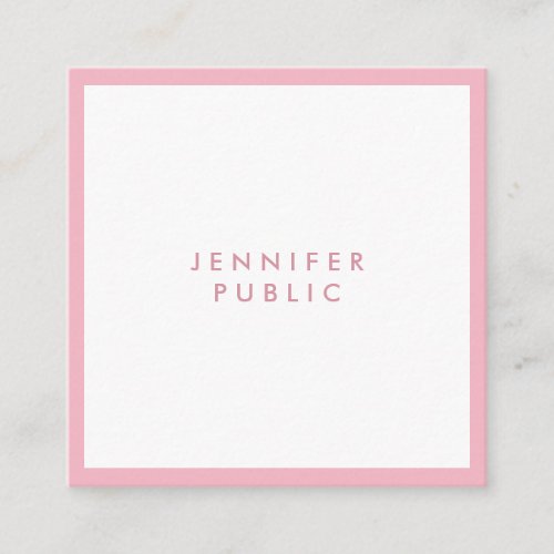 Elegant Pale Pink Professional Minimalist Template Square Business Card