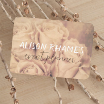 Elegant Pale Pink Roses Event Planner Or Customize Business Card by annpowellart at Zazzle