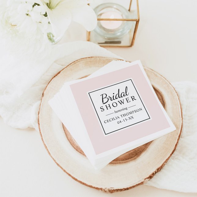 Elegant Pale Pink Script Bridal Shower Wedding Paper Napkins (Creator Uploaded)
