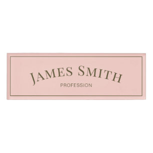 Elegant Pale Salt Pink Minimalist And Professional Name Tag