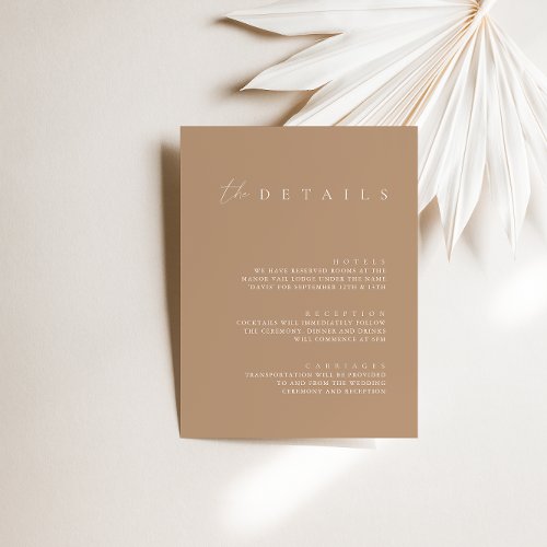 Elegant Pale Taupe Wedding Details Enclosure Card
