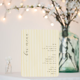Elegant Pale Yellow Bar Menu Foam Board