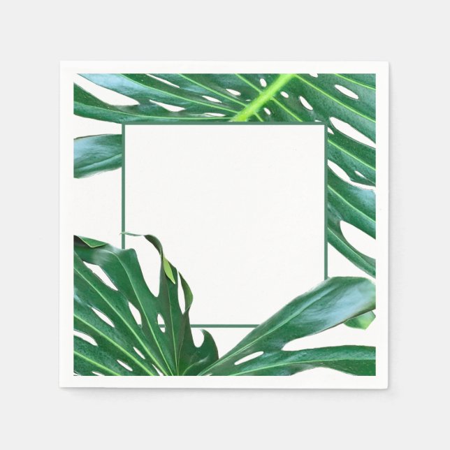 Elegant Palm Leaf tropical jungle rainforest leaf Napkins (Front)