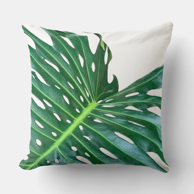 Elegant Palm Leaf tropical jungle rainforest leaf Throw Pillow (Front)