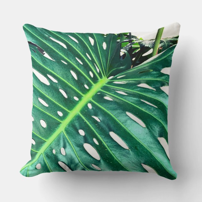 Elegant Palm Leaf tropical jungle rainforest leaf Throw Pillow (Front)