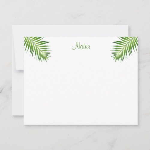 Elegant Palm Leaves Handwritten Script Modern Note Card