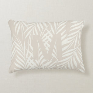 Elegant Palm Leaves Milk Cappuccino Pattern Accent Pillow