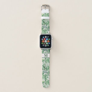 Elegant palm leaves monogram custom letter cute apple watch band