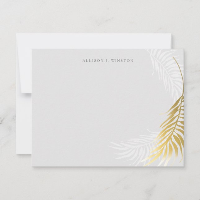 Elegant Palm Leaves Personalized Stationery Note Card (Front)