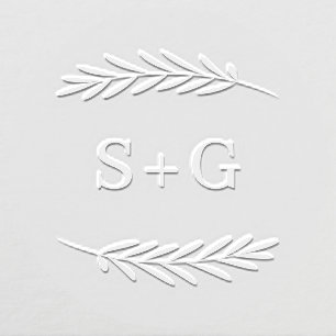 Elegant Palm Leaves Wedding Monogram Flower Embosser