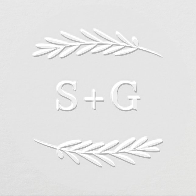 Elegant Palm Leaves Wedding Monogram Flower Embosser (Design)