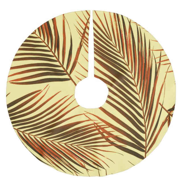 Elegant Palm Repeat Pattern Design Brushed Polyester Tree Skirt (Front)