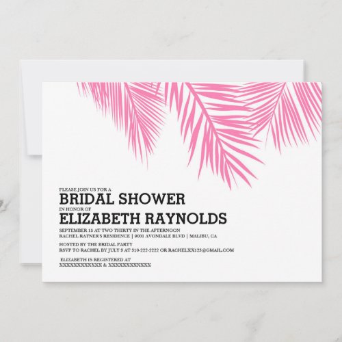 Elegant Palm Tree Beach Bridal Shower Invitations