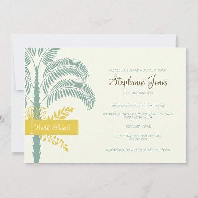 Elegant Palm Tree Bridal Shower Invitation (Front)