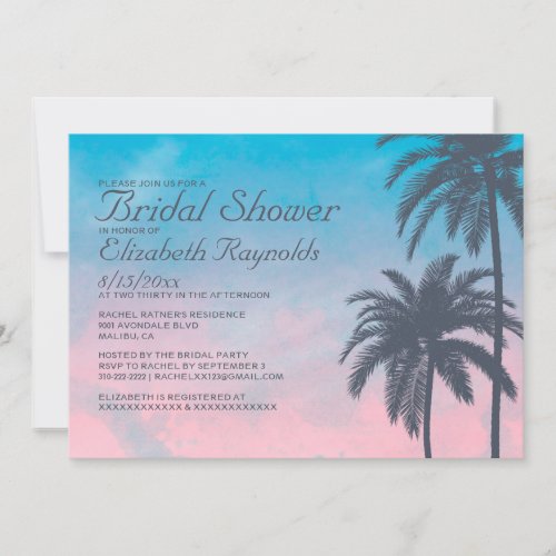 Elegant Palm Tree Bridal Shower Invitations