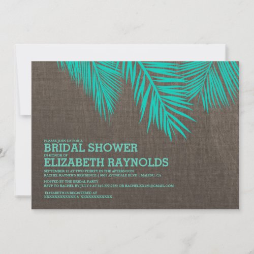 Elegant Palm Tree Burlap Bridal Shower Invitations
