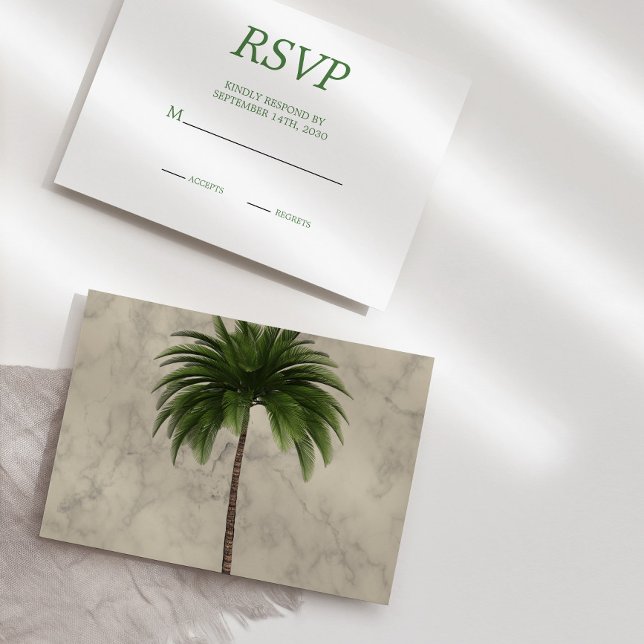 Elegant  Palm Tree  Chic Wedding RSVP Card (Creator Uploaded)