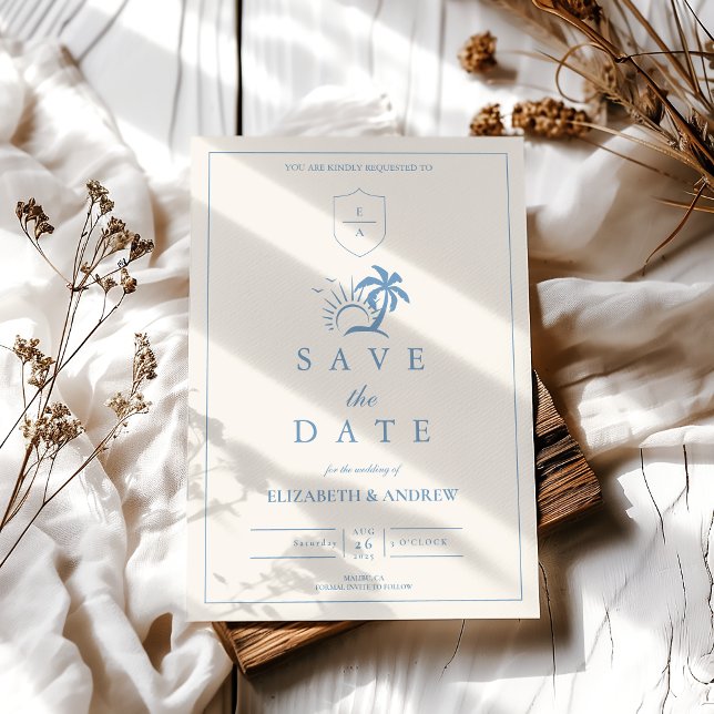 Elegant Palm Tree Hand Drawn Wedding Save The Date (Creator Uploaded)