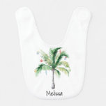 Elegant Palm Tree Modern Family Christmas Baby Bib