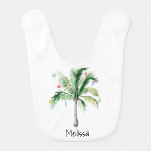Elegant Palm Tree Modern Family Christmas Baby Bib