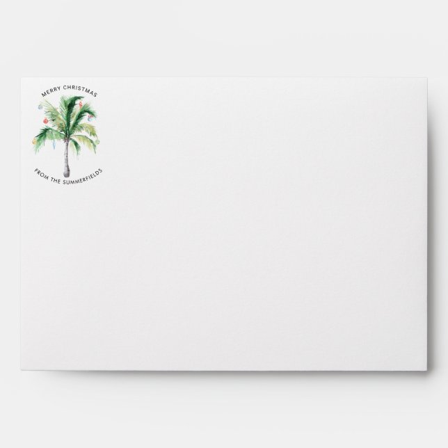 Elegant Palm Tree Modern Family Christmas Envelope (Front)