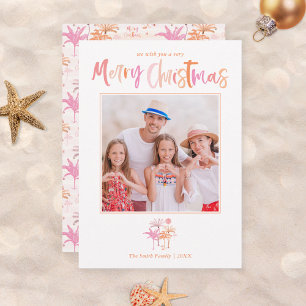 Elegant Palm Tree Tropical Christmas Photo Holiday Card