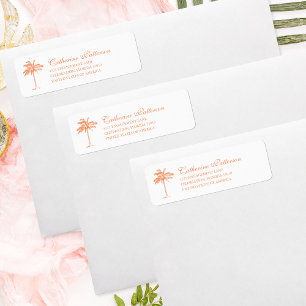 Elegant Palm Tree Tropical Sunset Orange Label